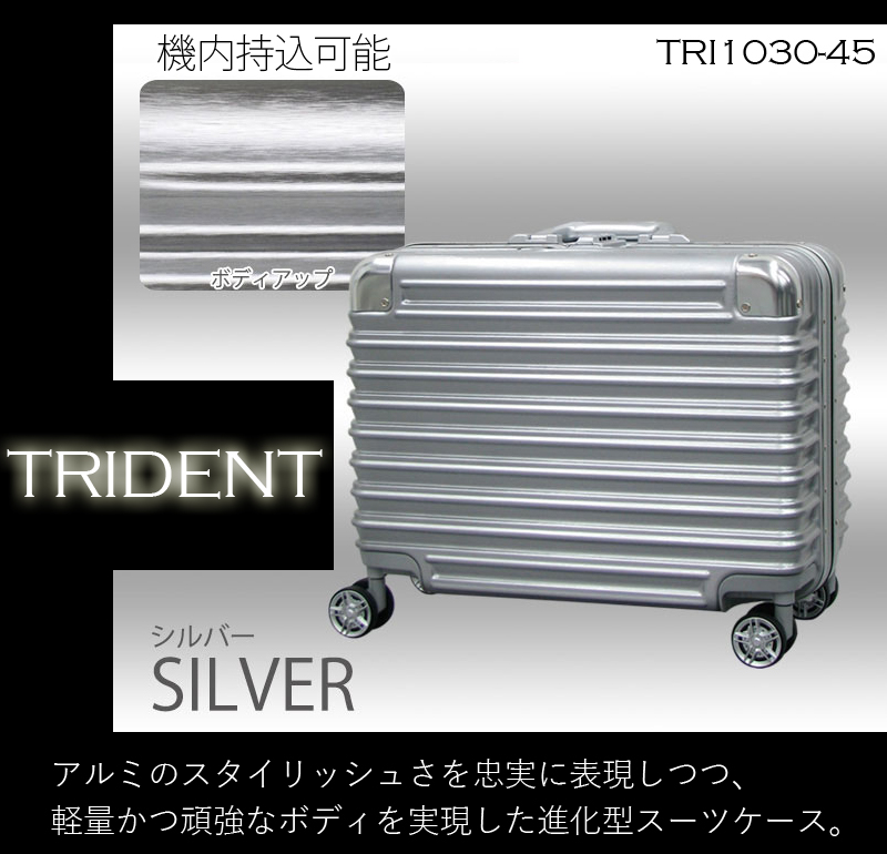 【機内持ち込み可能】siffler/シフレ【トライデント(TRIDENT)横型 ビジネスキャリー フレームスーツケース TRI1030-45 27L  アルミ調ボディ 4輪 TSAロック】 (ビジネス A4収納可能 おしゃれ キャリーバッグ 出張用 海外旅行 キャリーバック キャリーケース