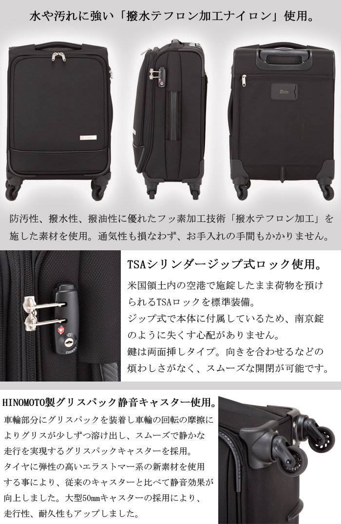 スーツケース Sサイズ 機内持ち込み ファスナー ビジネス TSAロック ジッパー ソフトキャリーケース C pu0a051 キャリーバッグ 3015-46 プラスワンラゲージ
