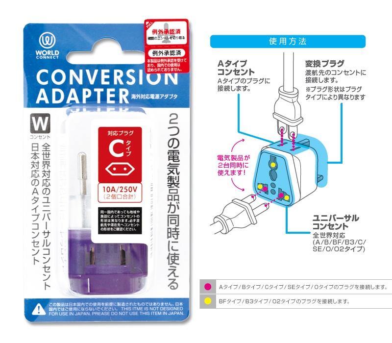 変換アダプター 変換プラグ コンセント Cタイプ SEタイプ - 旅行用家電