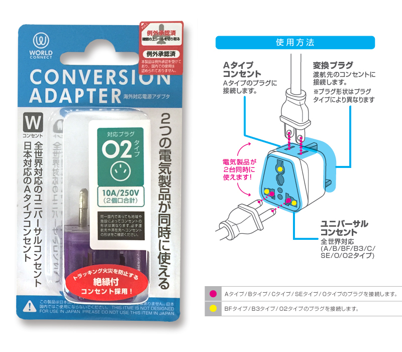 海外電源プラグ 変換アダプタ 変換プラグ O2タイプ Cta 02 W メール便不可 旅行用品 コンサイスストア