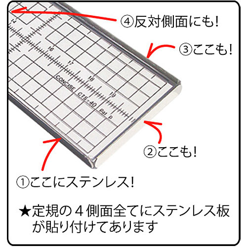 楽天市場】コンサイス 直定規 20cm 4側面ステンレス加工 ステン