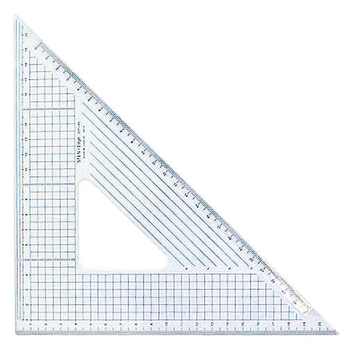 30cm×45°三角定規：ステンエッジ三角定規30T-45（側面ステンレス加工