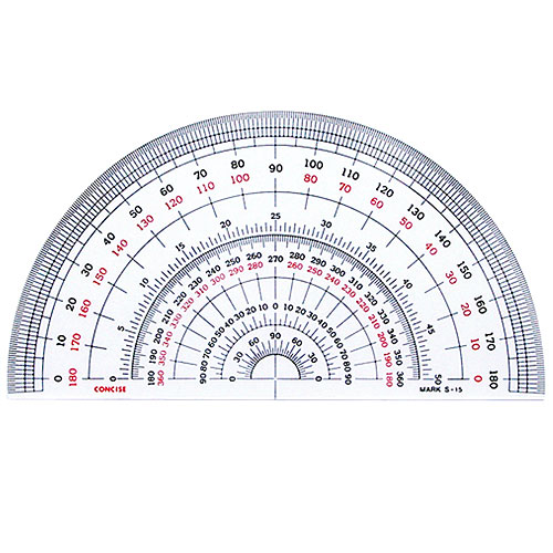 半円分度器 S-18 (直径18cm)　デザイン文具 事務用品 製図