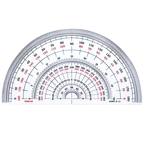 半円分度器 S 18 直径18cm デザイン文具 事務用品 製図 製図用品 計算尺 コンサイスストア