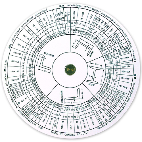 HEMMI CONCISE 計算尺 金属材料重量便覧 製図道具 ビンテージまとめ 円形計算尺 重量計算器 デザイン文具 事務用品 製図 製図用品・計算尺