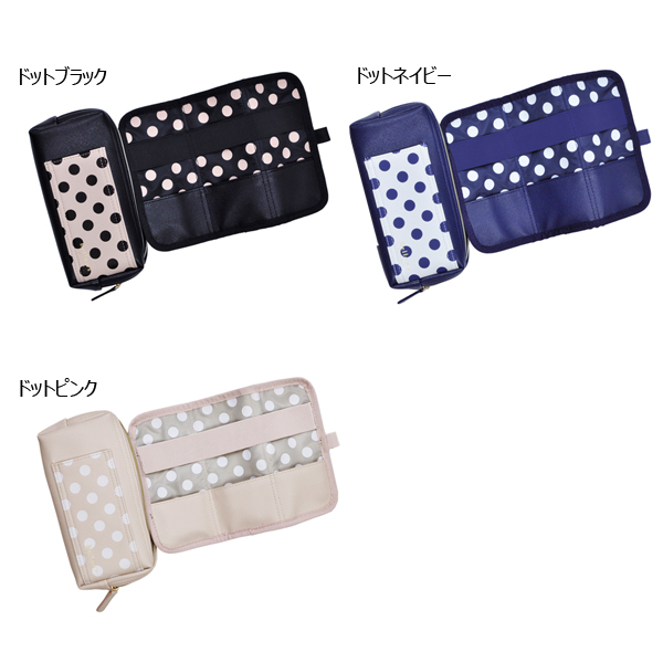 【PARFOIS】裏地がドット柄♡ ペンケース ポーチ mignon trefle Room403 selected｜Liaa/(W)メッシュ ドット柄