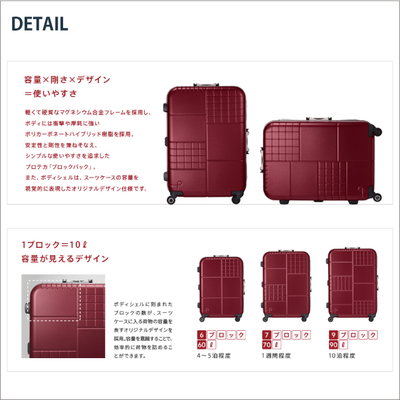 エース プロテカ ブロックパック 00761 60L フレームキャリー スーツケース TSAロック(おしゃれ キャリーバッグ キャリーケース かわいい ビジネス 旅行 旅行グッズ)