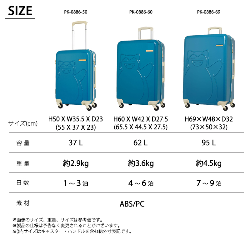 スーツケース キャリーケース 正規品 ポケモンコラボ カビゴン PK-0886