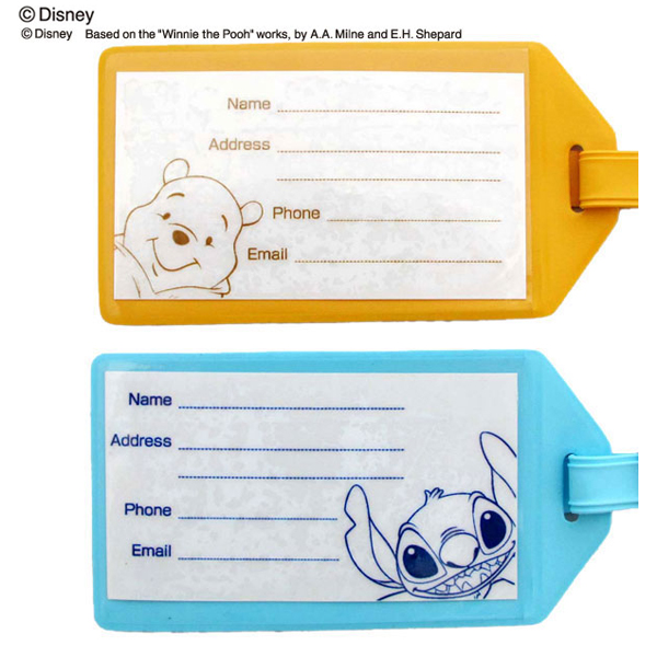 メール便配送可能 ４大キャラクター ディズニー ネームタグ 09 ミッキーマウス ミニーマウス くまのプーさん スティッチ 旅行用品 コンサイスストア